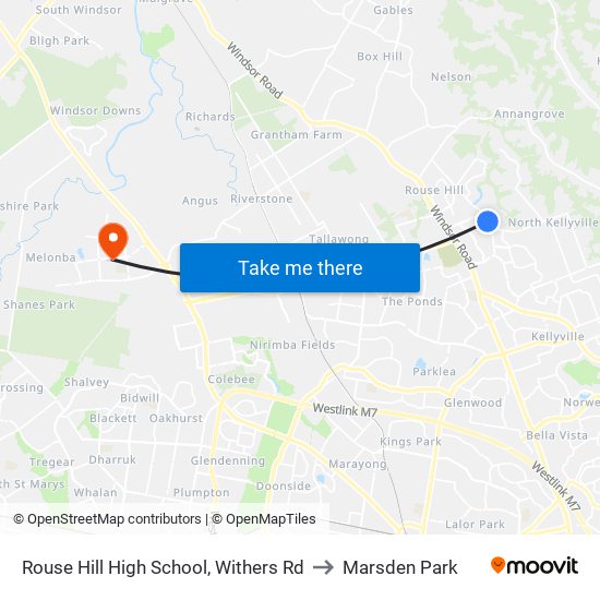 Rouse Hill High School, Withers Rd to Marsden Park map