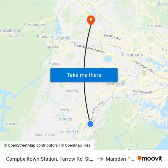 Campbelltown Station, Farrow Rd, Stand G to Marsden Park map