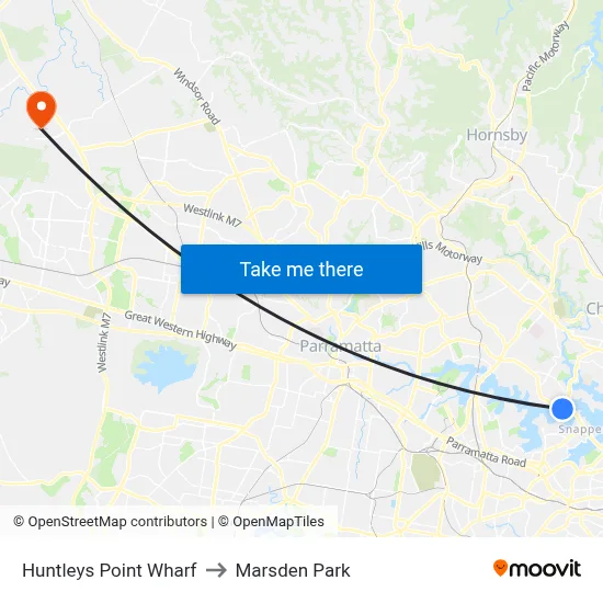 Huntleys Point Wharf to Marsden Park map
