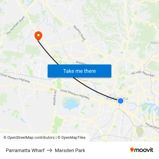 Parramatta Wharf to Marsden Park map
