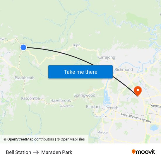 Bell Station to Marsden Park map