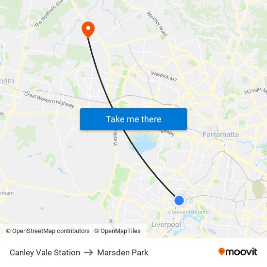 Canley Vale Station to Marsden Park map