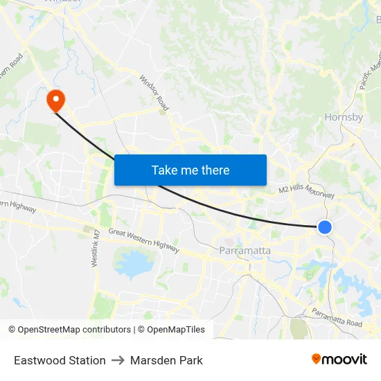 Eastwood Station to Marsden Park map