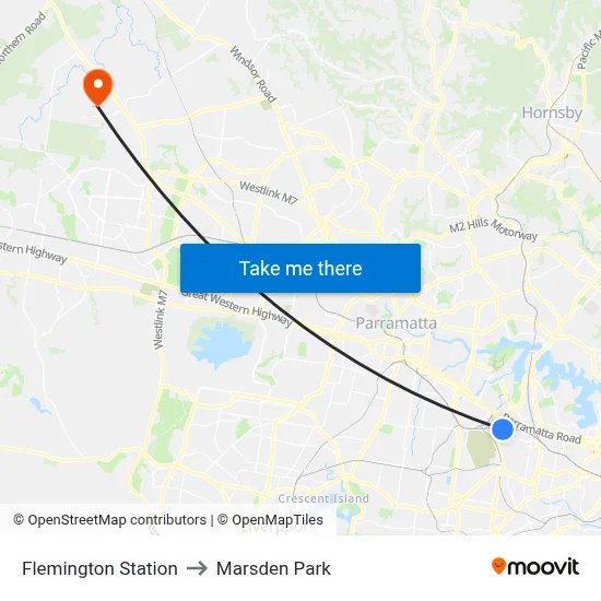 Flemington Station to Marsden Park map