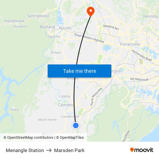 Menangle Station to Marsden Park map