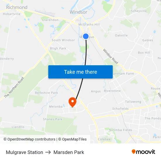 Mulgrave Station to Marsden Park map
