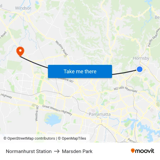Normanhurst Station to Marsden Park map