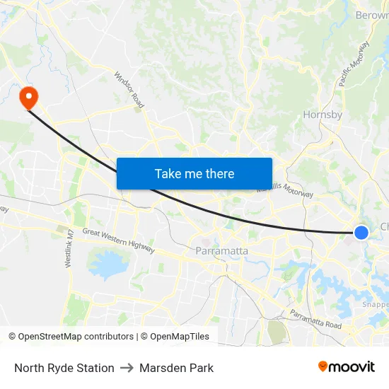 North Ryde Station to Marsden Park map