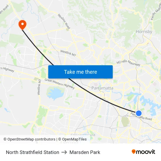 North Strathfield Station to Marsden Park map