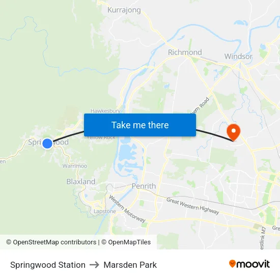 Springwood Station to Marsden Park map