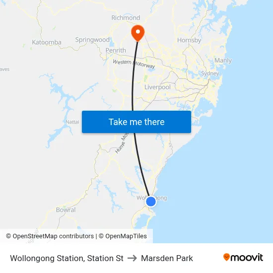 Wollongong Station, Station St to Marsden Park map
