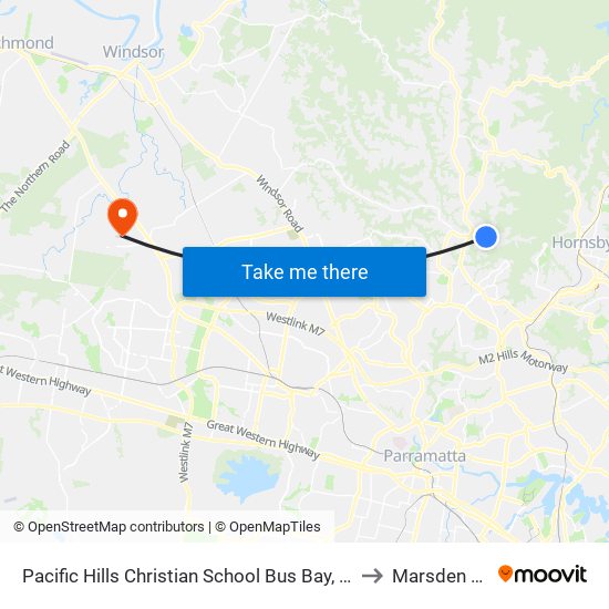 Pacific Hills Christian School Bus Bay, Quarry Rd to Marsden Park map