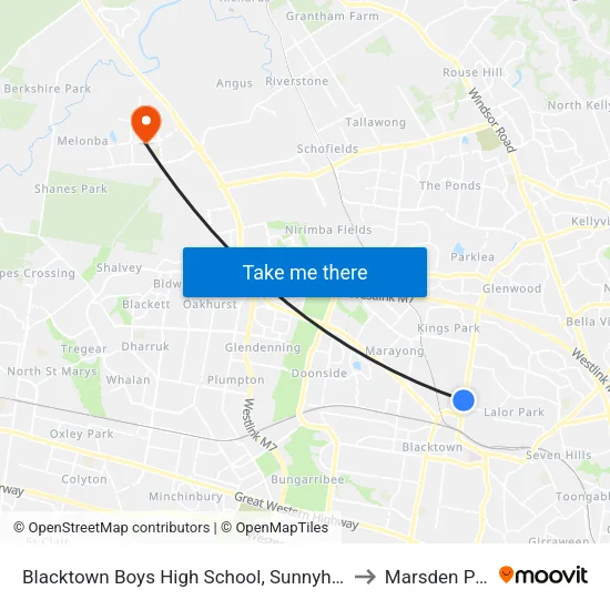 Blacktown Boys High School, Sunnyholt Rd to Marsden Park map