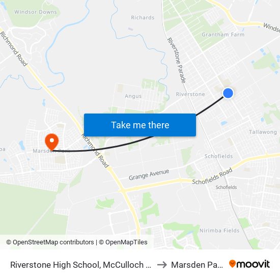 Riverstone High School, McCulloch St to Marsden Park map