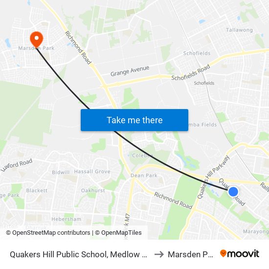 Quakers Hill Public School, Medlow Drive to Marsden Park map