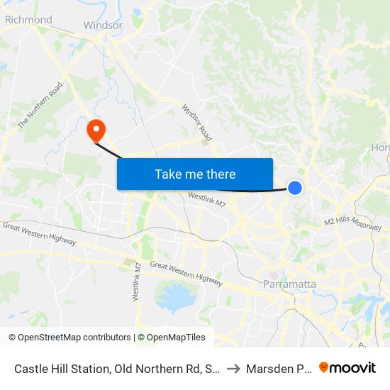 Castle Hill Station, Old Northern Rd, Stand A to Marsden Park map