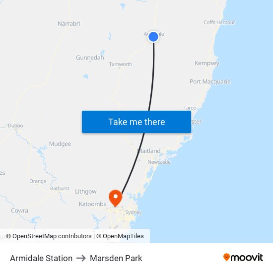 Armidale Station to Marsden Park map