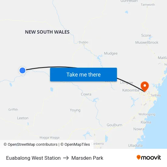 Euabalong West Station to Marsden Park map