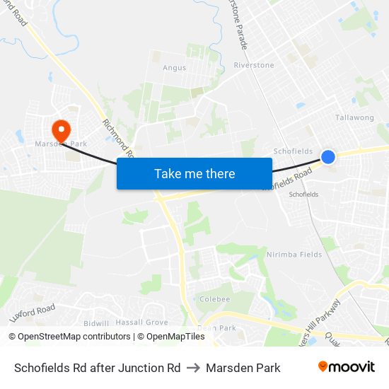 Schofields Rd after Junction Rd to Marsden Park map