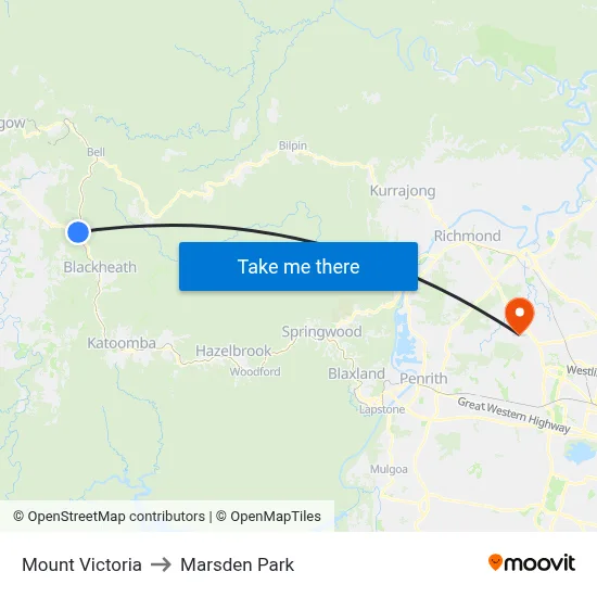 Mount Victoria to Marsden Park map