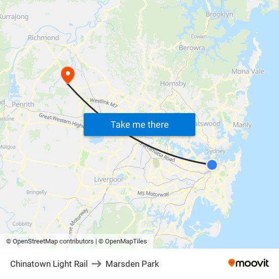 Chinatown Light Rail to Marsden Park map