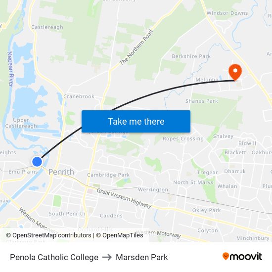 Penola Catholic College to Marsden Park map