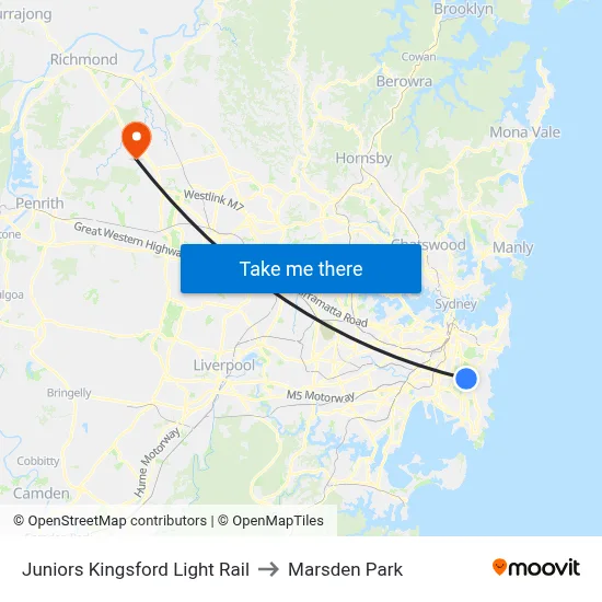 Juniors Kingsford Light Rail to Marsden Park map