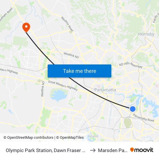 Olympic Park Station, Dawn Fraser Ave to Marsden Park map