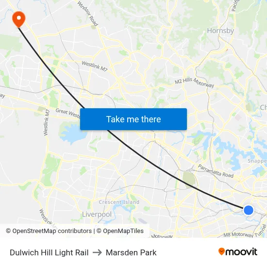 Dulwich Hill Light Rail to Marsden Park map