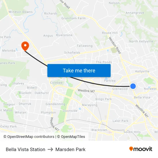 Bella Vista Station to Marsden Park map