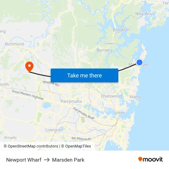 Newport Wharf to Marsden Park map