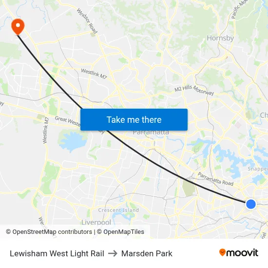 Lewisham West Light Rail to Marsden Park map