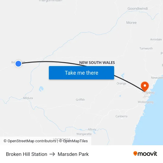 Broken Hill Station to Marsden Park map