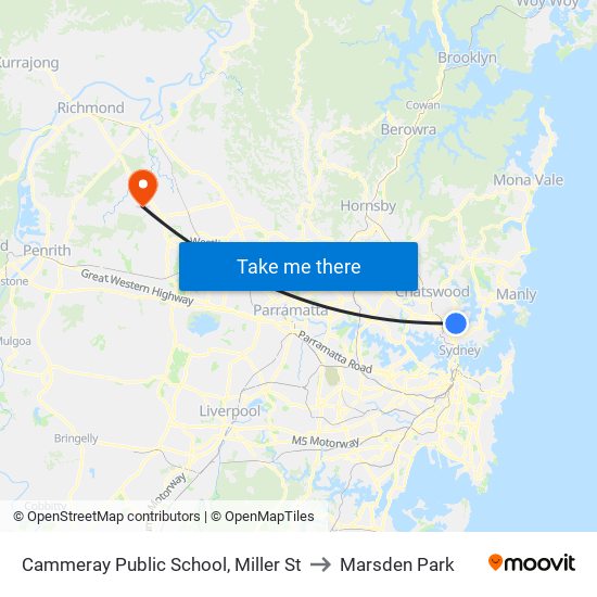 Cammeray Public School, Miller St to Marsden Park map