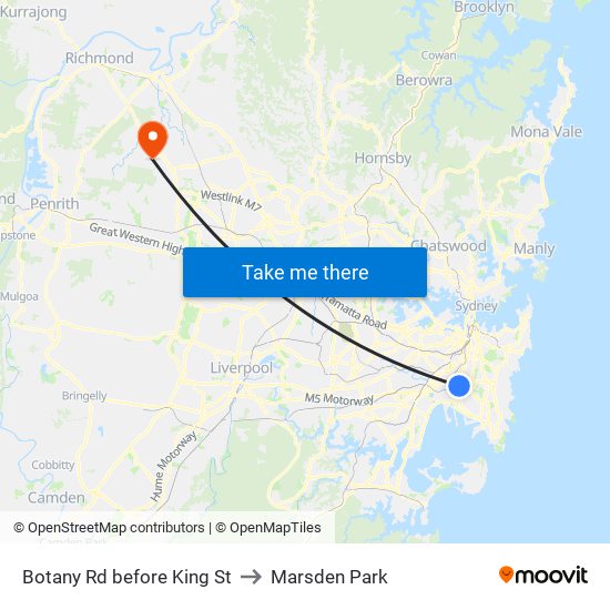 Botany Rd before King St to Marsden Park map