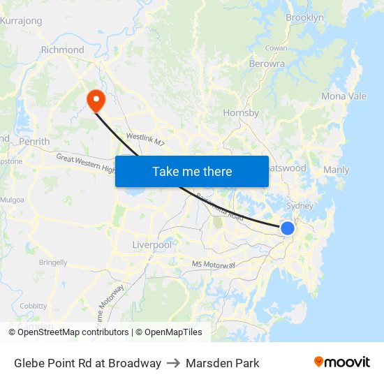 Glebe Point Rd at Broadway to Marsden Park map