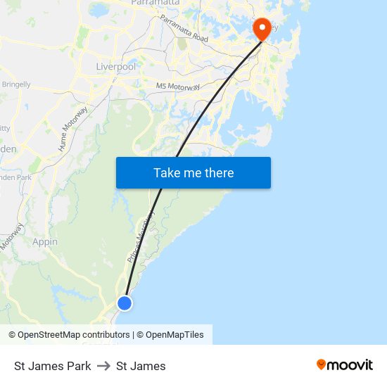 St James Park to St James map