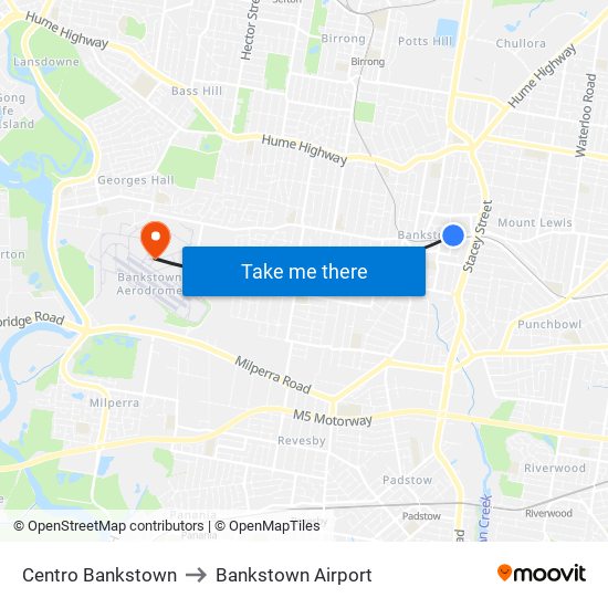Centro Bankstown to Bankstown Airport map