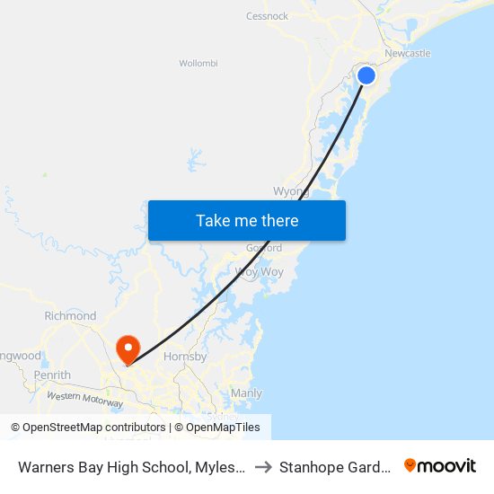 Warners Bay High School, Myles Ave to Stanhope Gardens map