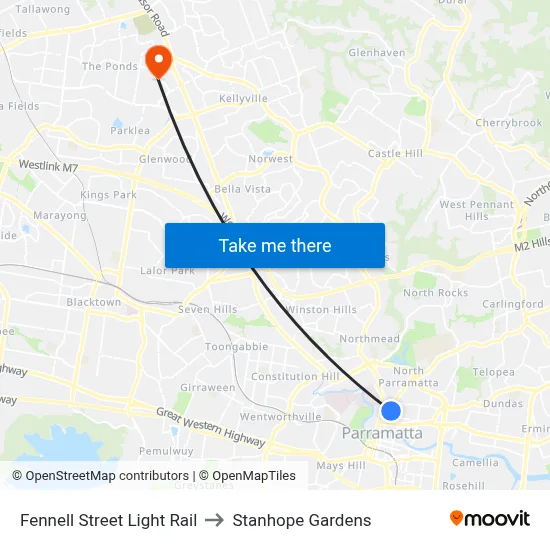 Fennell Street Light Rail to Stanhope Gardens map