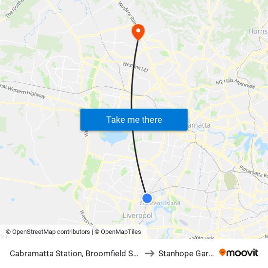 Cabramatta Station, Broomfield St, Stand F to Stanhope Gardens map