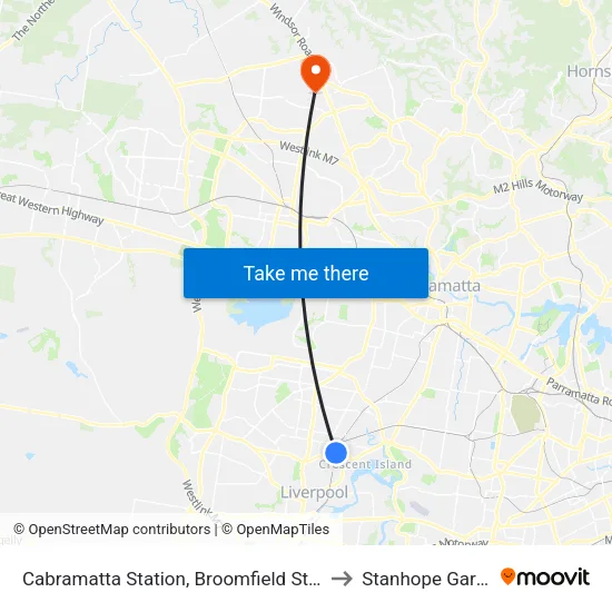 Cabramatta Station, Broomfield St, Stand F to Stanhope Gardens map