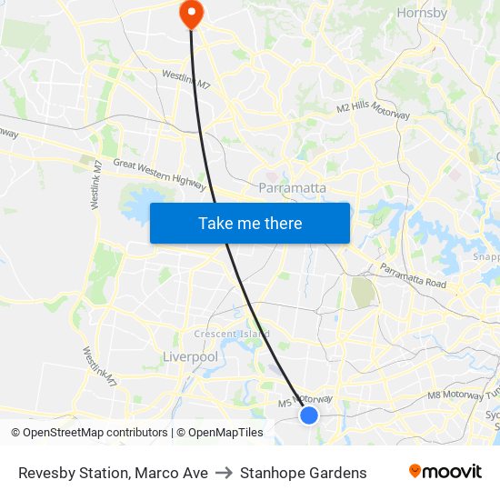 Revesby Station, Marco Ave to Stanhope Gardens map