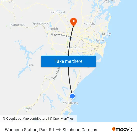 Woonona Station, Park Rd to Stanhope Gardens map