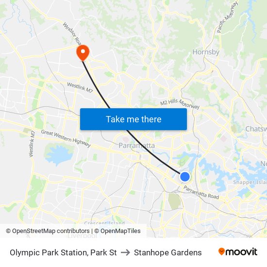 Olympic Park Station, Park St to Stanhope Gardens map