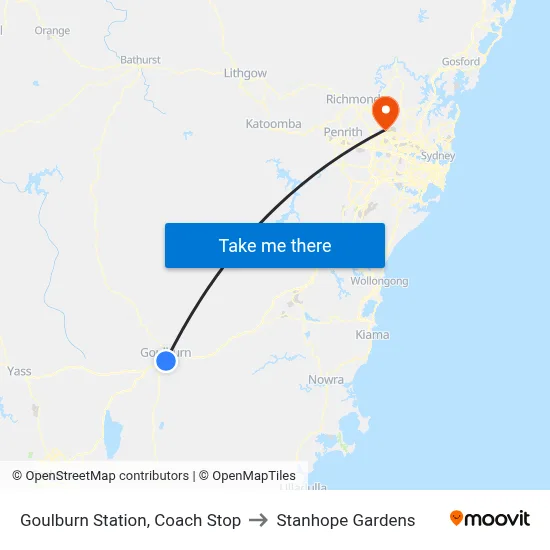 Goulburn Station, Coach Stop to Stanhope Gardens map