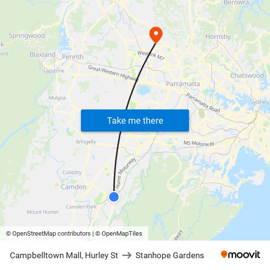 Campbelltown Mall, Hurley St to Stanhope Gardens map