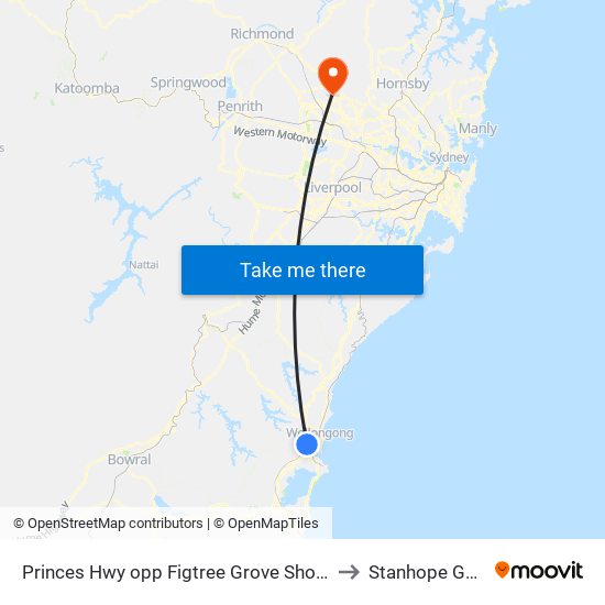 Princes Hwy opp Figtree Grove Shopping Centre to Stanhope Gardens map
