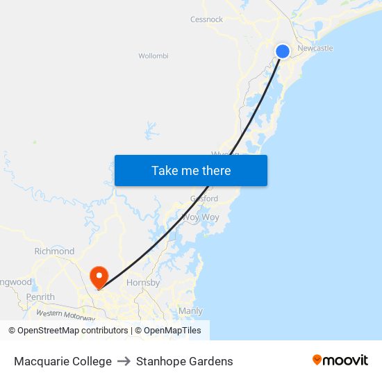 Macquarie College to Stanhope Gardens map