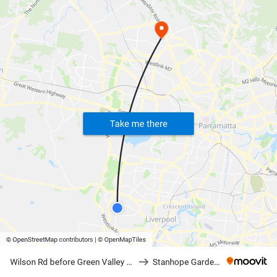 Wilson Rd before Green Valley Rd to Stanhope Gardens map